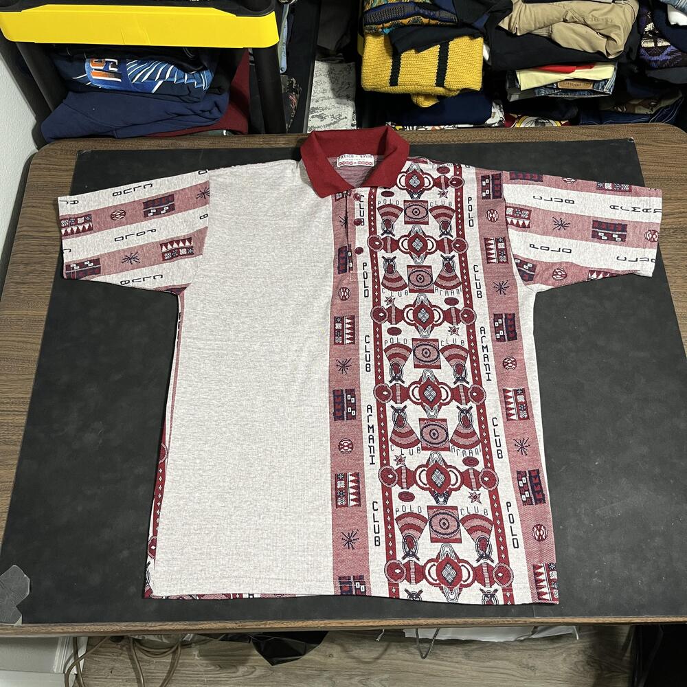 Piccolo Mondo Armani Polo Club Shirt Men Italy Geometric Polo Club Pattern Knit